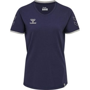 Koszulka bawełniana hummel CIMA T-SHIRT damska. Niebieskie bluzki Hummel, xl, bez wzorów, z bawełny, bez kołnierzyka, bez ramiączek. Za 95,99 zł.