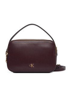 Calvin Klein Torebka Ck Hardware Camera Bag LV04F3678G Bordowy. Czerwone listonoszki Calvin Klein, bez wzorów, ze skóry, bez dodatków. Za 409,99 zł.