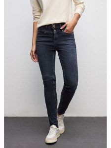 Street One Dżinsy - Slim fit - w kolorze granatowym rozmiar: W29/L30. Niebieskie jeansy Street One, z aplikacjami, ze skóry, z podwyższonym stanem. Za 174,02 zł.