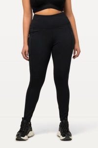 Damskie Legginsy sportowe szybkoschnące bardzo elastyczne. Czarne legginsy Ulla Popken, bez wzorów, z elastanu. Za 239,99 zł.
