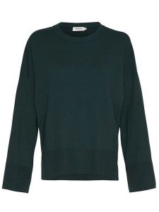 MOSS COPENHAGEN Sweter w kolorze ciemnozielonym rozmiar: XS/S. Zielone swetry oversize Moss Copenhagen, s, bez wzorów, z wiskozy, bez ramiączek. Za 70,57 zł.