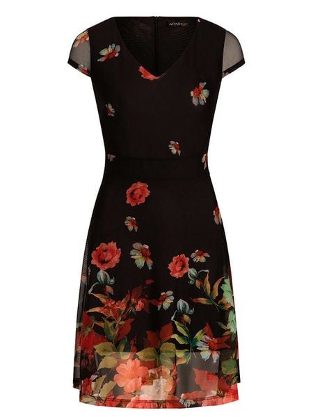 APART Sukienka w kolorze czarnym ze wzorem rozmiar: L. Czarne sukienki Apart, l, bez wzorów, bez kołnierzyka, bez ramiączek, mini, rozkloszowane. Za 174,84 zł.