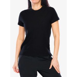 Koszulka turystyczna damska Smartwool Perfect Crew Tee. Czarne koszulki sportowe Smartwool, bez wzorów, bez ramiączek. Za 198,99 zł.
