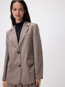 Dwurzędowa marynarka w kratę - wielobarwny. Marynarki i żakiety Reserved, l, bez wzorów, z tkaniny. Za 199,99 zł.