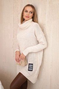 Sweter z golfem beżowy. Brązowe golfy KESI, bez wzorów, z elastanu. Za 175,65 zł.