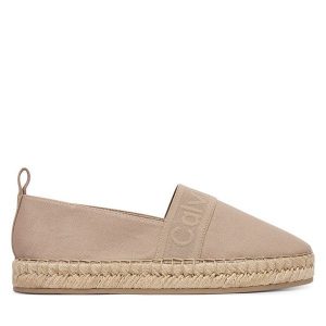 Espadryle Calvin Klein. Brązowe espadryle Calvin Klein, bez wzorów, bez obcasa. Za 369,99 zł.