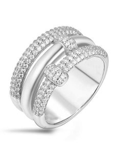 DI GIORGIO Srebrny pierścionek z cyrkoniami rozmiar: 56. Szare pierścionki DI GIORGIO, z cyrkonią, srebrne. Za 217,99 zł.