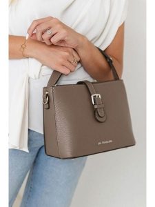 Lia Biassoni Skórzana torebka w kolorze szarobrązowym - 25 x 20 x 12 cm rozmiar: onesize. Brązowe torebki klasyczne Lia Biassoni, bez wzorów, z materiału, przez ramię, bez dodatków. Za 260,99 zł.