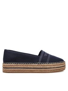 Tommy Hilfiger Espadryle Denim Platform Espadrille FW0FW08543 Granatowy. Niebieskie espadryle TOMMY HILFIGER, bez wzorów, z denimu, bez obcasa. Za 269,99 zł.