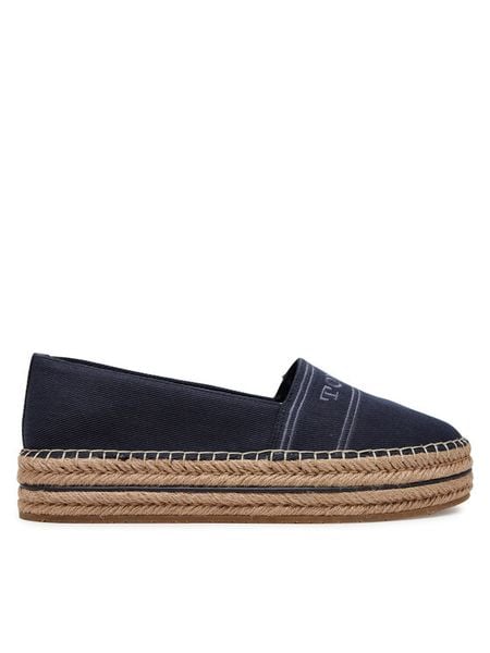 Tommy Hilfiger Espadryle Denim Platform Espadrille FW0FW08543 Granatowy. Niebieskie espadryle TOMMY HILFIGER, bez wzorów, z denimu, bez obcasa. Za 439,99 zł.