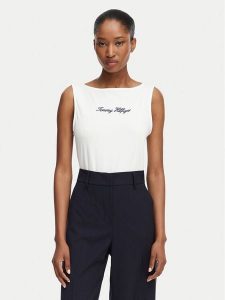 Tommy Hilfiger Top Classic WW0WW50948 Biały Relaxed Fit. Białe topy TOMMY HILFIGER, xs, bez wzorów, z bawełny, bez kołnierzyka, bez ramiączek. Za 144,99 zł.