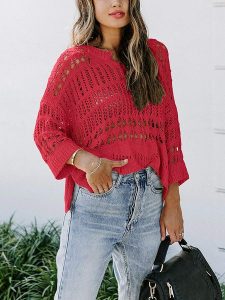 Milan Kiss Sweter w kolorze czerwonym rozmiar: L. Różowe swetry oversize Milan Kiss, l, bez wzorów, z bawełny, bez ramiączek. Za 79,03 zł.