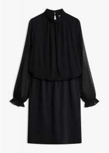 Sukienka mini. Czarne sukienki bonprix, bez wzorów, z materiału, bez kołnierzyka, bez ramiączek, mini. Za 179,99 zł.