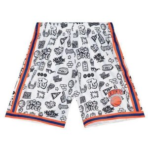 Szorty New York Knicks Doodle Swingman 1991/92. Białe szorty MITCHELL & NESS, bez wzorów, sportowe. Za 477,50 zł.