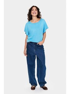 SAINT TROPEZ Sweter "Mila" w kolorze błękitnym rozmiar: XS. Niebieskie swetry oversize Saint Tropez, xs, bez wzorów, bez ramiączek. Za 82,99 zł.