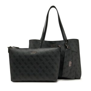 Torebka Guess. Czarne shopper bag Guess, z aplikacjami, bez dodatków. Za 539,99 zł.