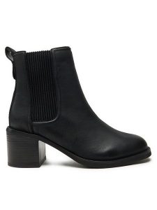 Clarks Botki Chamberly Top 26179551 Czarny. Czarne botki Clarks, bez wzorów, ze skóry, bez obcasa, na słupku, bez zapięcia. Za 529,99 zł.