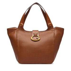 Torebka Guess. Brązowe shopper bag Guess, z aplikacjami, bez dodatków. Za 714,99 zł.