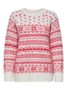 ONLY Sweter Xmas Nordic 15354824 Czerwony Regular Fit. Czerwone swetry klasyczne ONLY, xs, z syntetyku, bez kołnierzyka. Za 169,99 zł.