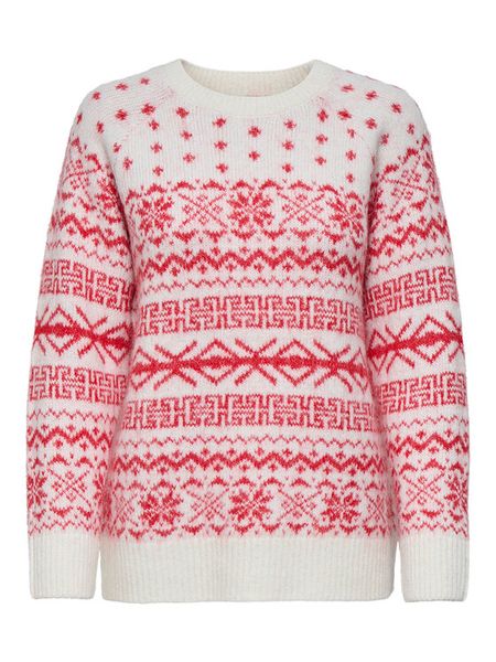 ONLY Sweter Xmas Nordic 15354824 Czerwony Regular Fit. Czerwone swetry klasyczne ONLY, xs, z syntetyku, bez kołnierzyka. Za 109,99 zł.