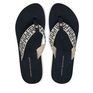 Japonki Tommy Hilfiger. Niebieskie klapki TOMMY HILFIGER, bez wzorów, bez obcasa. Za 169,99 zł.