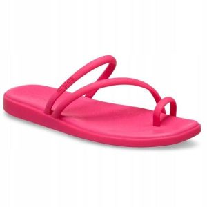 Klapki Dla Dorosłych Crocs Miami Toe Loop. Czerwone klapki Crocs, bez wzorów, z materiału, bez obcasa. Za 139,99 zł.