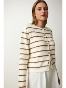 Happiness Istanbul Kardigan w kolorze kremowo-jasnobrązowym rozmiar: onesize. Brązowe kardigany Happiness Istanbul, ze splotem. Za 171,28 zł.