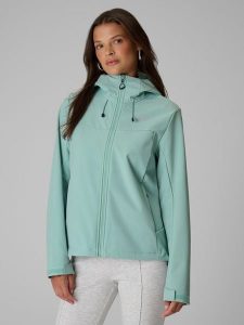 4F Kurtka softshell wiatroodporna damska - turkusowy S. Niebieskie kurtki 4f, s, bez wzorów, z softshellu, bez kaptura. Za 299,99 zł.