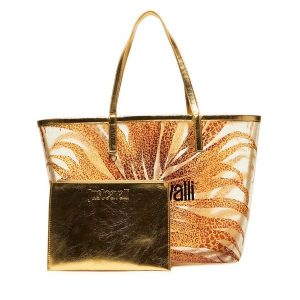 Torebka Just Cavalli. Żółte shopper bag Just Cavalli, bez wzorów, bez dodatków. Za 619,99 zł.