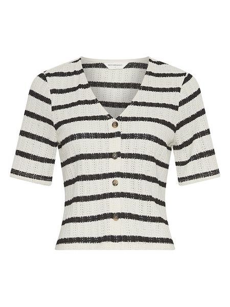 MOSS COPENHAGEN Bluzka w kolorze kremowo-czarnym rozmiar: XL. Brązowe bluzki Moss Copenhagen, xl, bez wzorów, bez kołnierzyka, bez ramiączek. Za 118,56 zł.