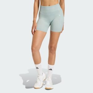 Legginsy Workout Essentials 4 inch. Zielone legginsy ADIDAS, bez wzorów, z dzianiny, krótkie. Za 121,50 zł.