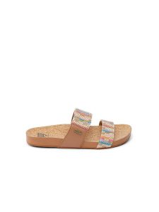 Reef Klapki "Cushion Vista" w kolorze jasnobrązowym ze wzorem rozmiar: 36. Brązowe klapki Reef, bez wzorów, z bawełny, z otwartym noskiem, bez obcasa. Za 208,95 zł.