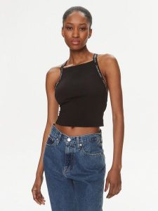 Calvin Klein Jeans Top Logo J20J223110 Czarny Slim Fit. Czarne topy Calvin Klein Jeans, xl, bez wzorów, z bawełny, bez kołnierzyka, bez ramiączek. Za 89,99 zł.