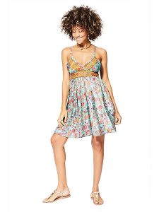 Aller Simplement Sukienka w kolorze turkusowo-czerwonym rozmiar: 34/36. Czerwone sukienki Aller Simplement, bez wzorów, z wiskozy, bez kołnierzyka, bez ramiączek, mini. Za 56,99 zł.