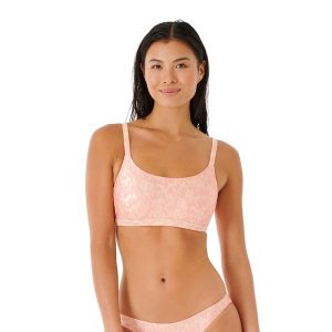 Góra od stroju kąpielowego Rip Curl Classic Surf D-Dd Crop 281. Brązowe bikini Rip Curl, bez wzorów. Za 83,99 zł.