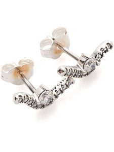 Pandora Srebrne kolczyki-wkrętki rozmiar: onesize. Szare kolczyki Pandora, z cyrkonią, srebrne. Za 162,49 zł.