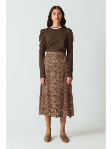 SKFK Spódnica "June" w kolorze brązowo-kremowym rozmiar: 40. Brązowe spódnice SKFK, bez wzorów, z wiskozy, midi. Za 104,99 zł.