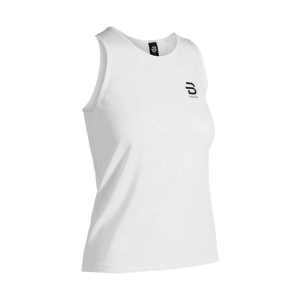 Damski tank top Daehlie Sportswear Tempo. Białe topy DAEHLIE, l, bez wzorów, z materiału, klasyczne, bez kołnierzyka, bez ramiączek. Za 189,00 zł.