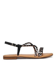 Geox Sandały D Sozy S D65LXA 0KFKY C0067 Czarny. Czarne sandały Geox, bez wzorów, ze skóry, bez obcasa, na płaskiej podeszwie, bez zapięcia. Za 389,99 zł.