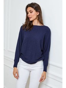 Joséfine Sweter "Irene" w kolorze granatowym rozmiar: L. Niebieskie swetry oversize Joséfine, l, bez wzorów, z kaszmiru, bez ramiączek. Za 162,49 zł.
