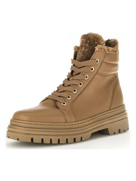 Gabor Skórzane botki w kolorze jasnobrązowym rozmiar: 37,5. Brązowe botki Gabor, bez wzorów, z materiału, bez obcasa, bez zapięcia. Za 338,45 zł.