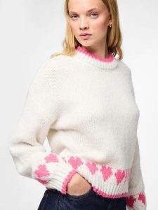 Pieces Sweter w kolorze kremowym rozmiar: XS. Brązowe swetry oversize Pieces, xs, bez wzorów, bez ramiączek. Za 101,23 zł.