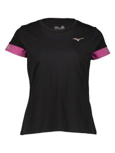 Mizuno Koszulka w kolorze czarno-różowym rozmiar: M. Czarne bluzki Mizuno, m, bez wzorów, bez kołnierzyka, bez ramiączek. Za 65,85 zł.
