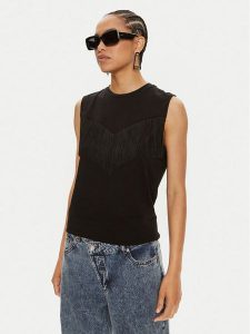 Pinko Bluzka Twilight 103726 A1XS Czarny Regular Fit. Czarne bluzki Pinko, m, bez wzorów, z bawełny, bez kołnierzyka, bez ramiączek. Za 309,99 zł.