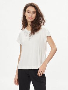 Liu Jo T-Shirt TA4194 JS360 Écru Regular Fit. T-shirty Liu Jo, xs, bez wzorów, z wiskozy, bez kołnierzyka, bez ramiączek. Za 159,99 zł.