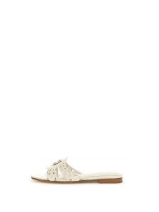 Guess Sandały 181754 Beżowy. Brązowe sandały Guess, z aplikacjami, bez obcasa, na słupku, bez zapięcia. Za 499,99 zł.