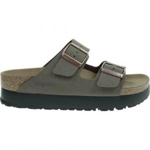 Klapki damskie Birkenstock Papillio Arizona Flex Platform. Zielone klapki Birkenstock, bez wzorów, z gumy, bez obcasa. Za 488,00 zł.