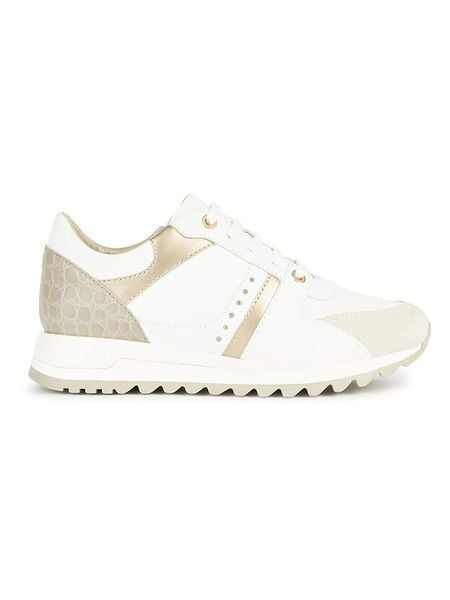 Geox Skórzane sneakersy "Tabelya" w kolorze złoto-białym rozmiar: 38. Białe trampki Geox, bez wzorów, bez zapięcia. Za 181,76 zł.