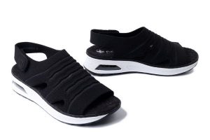 RIEKER 65662-00 black, sandały damskie. Czarne sandały Rieker, bez wzorów, bez obcasa, bez zapięcia. Za 223,93 zł.