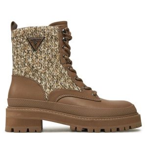 Trapery Guess. Brązowe buty zimowe Guess, bez obcasa, bez zapięcia. Za 609,99 zł.